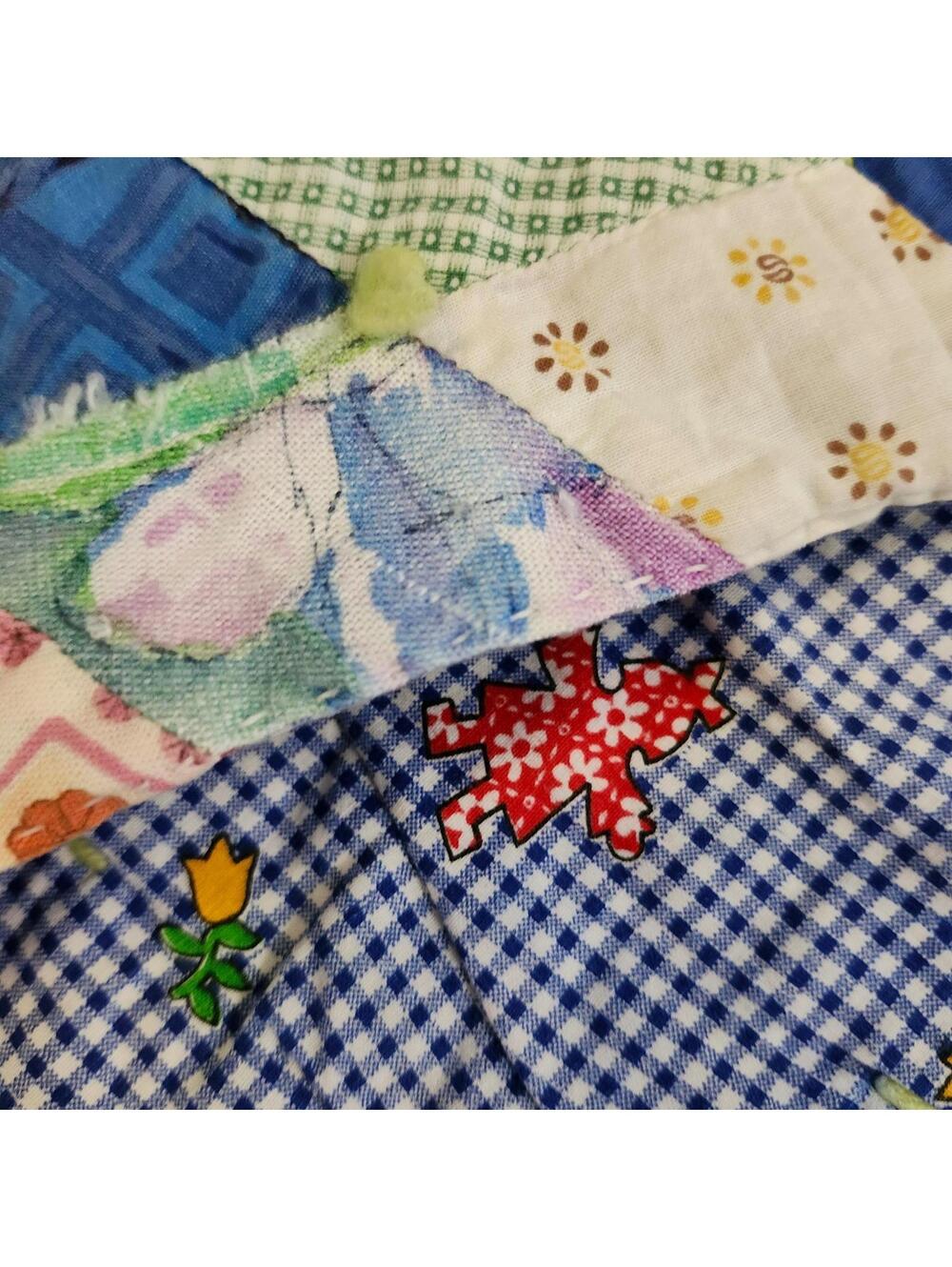 Handmade Patchwork Quilt Vintage Starburst Pattern Colorful Throw Blanket 62x88 - Picture 4 of 9